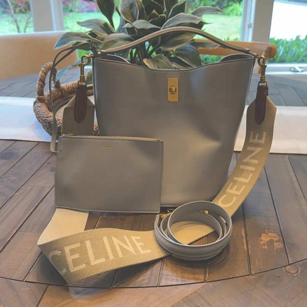Celine 16 Bucket Tote Bag w Strap and Pouch - Picture 3 of 7